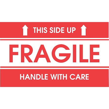Decker Tape Products Label, DL1776, FRAGILE THIS SIDE UP HANDLE WITH CARE, 4" X 6" DL1776